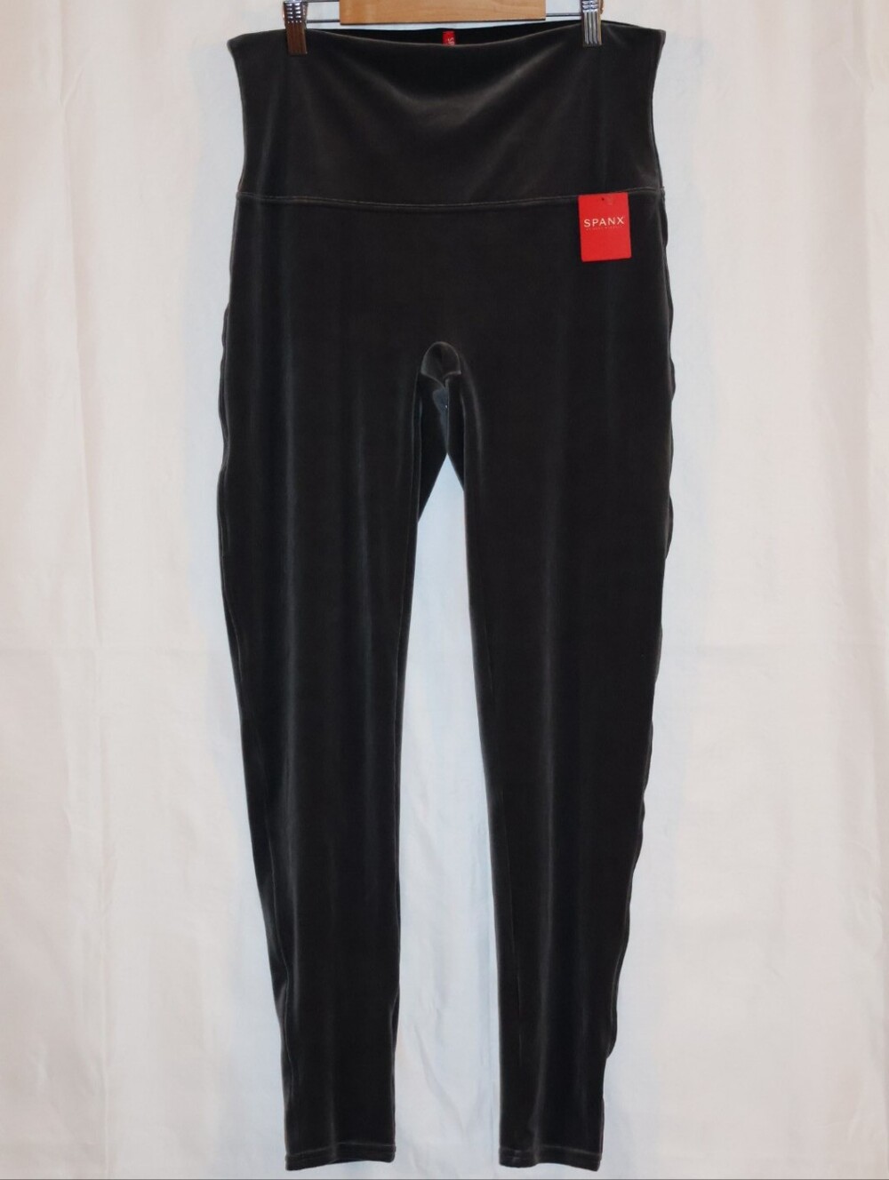SPANX Velvet High-Waist Slimming Leggings-Silver Chrome Gray.